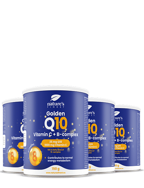 Golden Q10 2+2 Promocija , Formula Proti Staranju , Koencim Q10 , Vitamin C , B-kompleks , Proti Oksidativnim Poškodbam , Pijača V Prahu ,