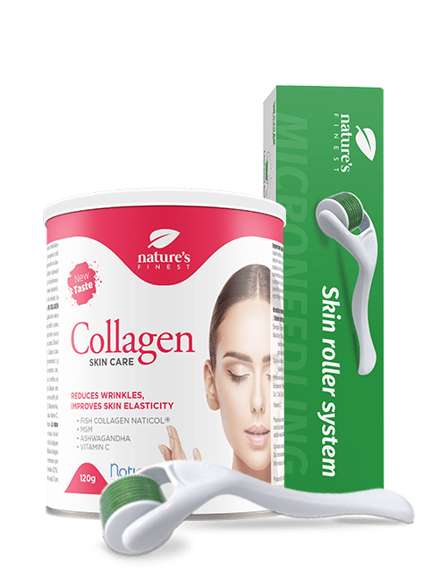 Collagen SkinCare + Derma Roller | Premium kolagen | Izboljšana elastičnost kože | Naticol ribji kolagenski peptidi | BREZPLAČEN Derma Roller.